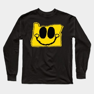 Oregon Happy Cartoon Map Face with smile Long Sleeve T-Shirt